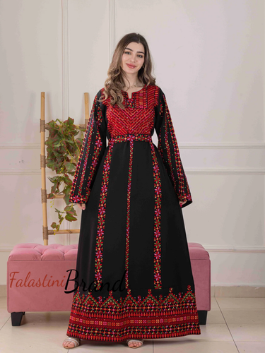 Palästinensisches Thobe Damenkleid – handbesticktes Tatreez, weites Ärmelkleid - Bild 5 von 10