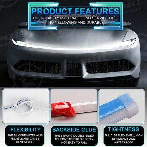 Tira de luces de circulación diurna LED DRL para capó dinámico para automóvil de 150 cm - Imagen 8 de 18