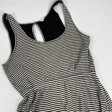 J Crew Dress Women's Size Extra Small Black Gray Striped Maxi Tank Dress Hippie