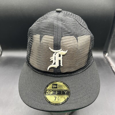 キャップ 59FIFTY FEAR OF GOD New Era 7-1/2 black Fear of God x New Era 59Fifty Fitted Black Baseball Hat 7-1/4 Mesh