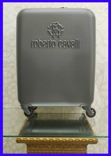 New Roberto Cavalli Suitcase In Platinum (dark Silver Gray)