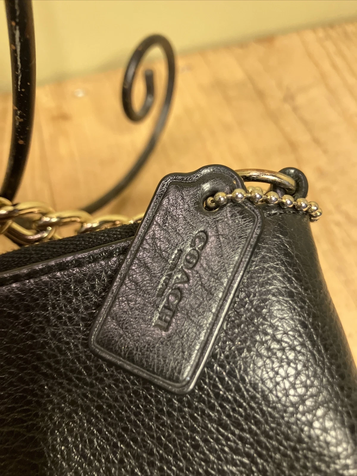 Coach pelle ciottolata Quinn borsa a tracolla a tracolla cinturino catena F52709 nero