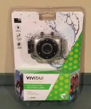 Vivitar High Def Action Cam Waterproof Case + 2 Mounts DVR781HD-SIL Silver (NIB)