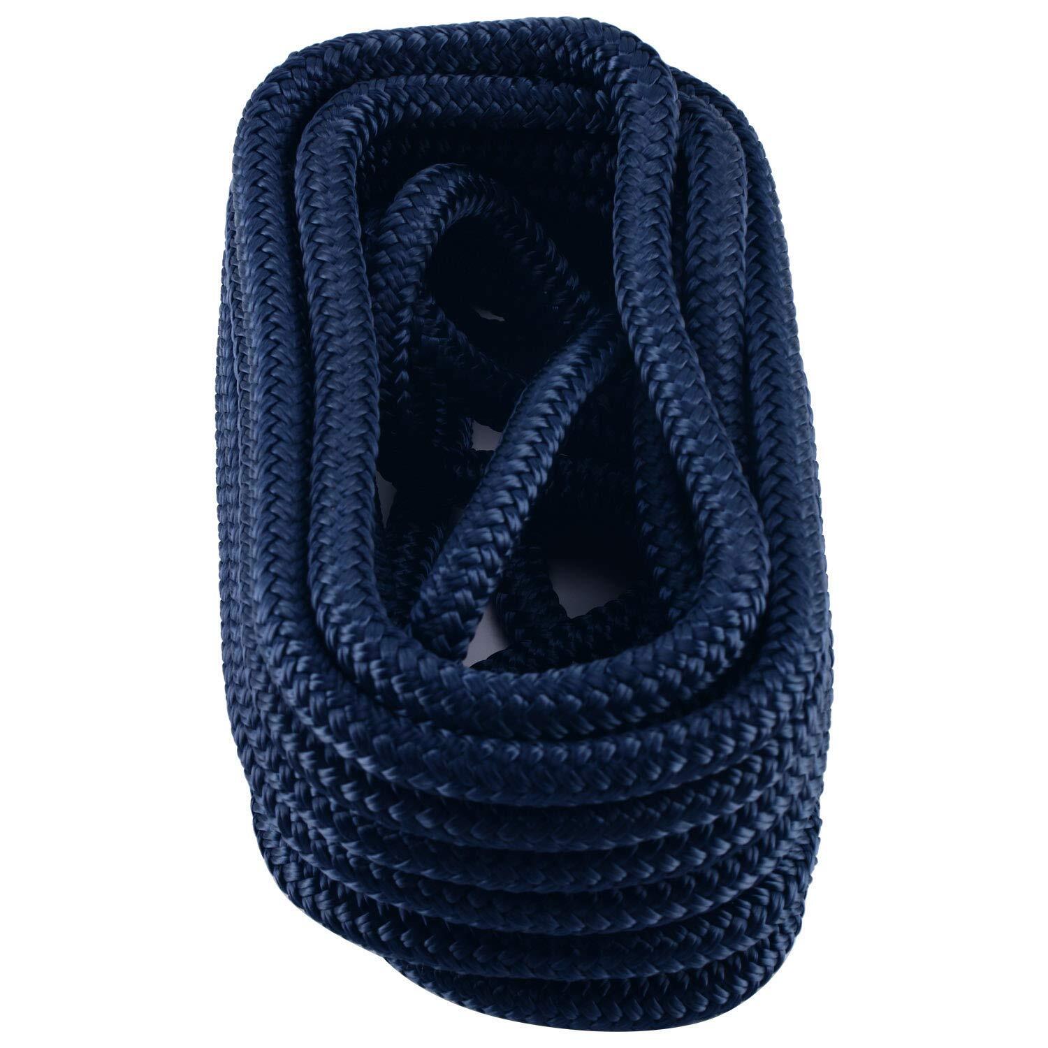 2 Pack 1/2 Inch 25 FT Double Braid Nylon Boat Dock Line Marine Mooring
