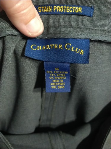 Charter Club Woman 14 Pants Grey Flat Front Stain Protection - Picture 9 of 10