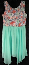 Amy's Closet Sleeveless Dress Girl's Size 10 Pastel Green Floral Lace - EUC