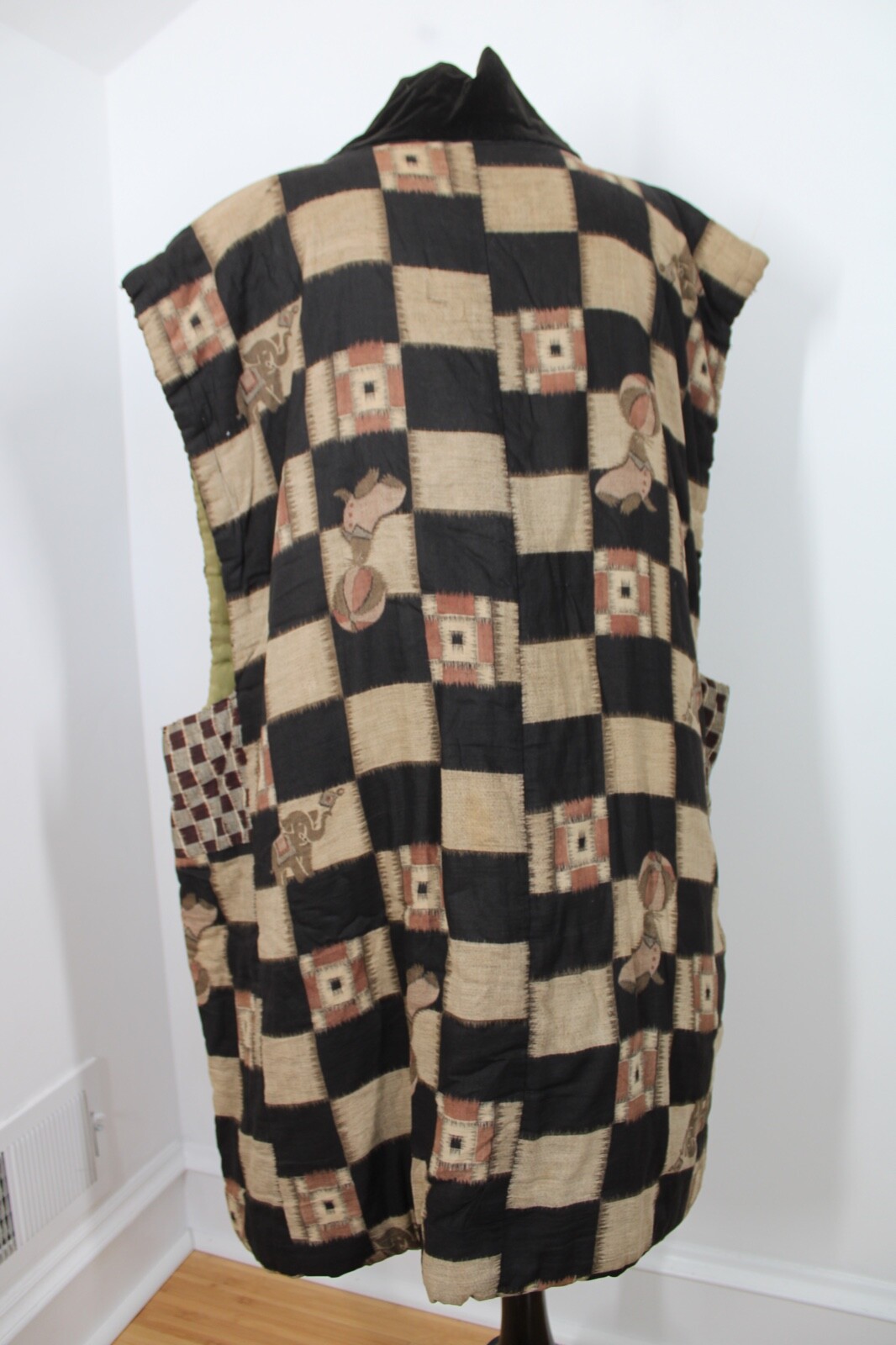 Vintage Handmade Brown Patchwork Padded Sleeveles… - image 6