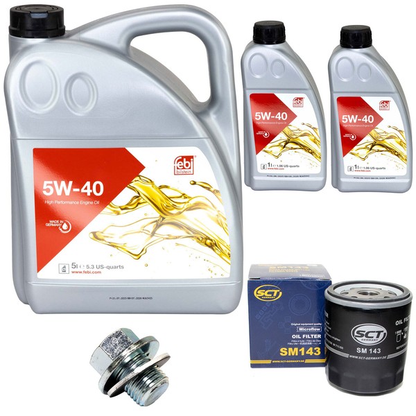 MotoröL Set Febi SAE 5W-40 7 Liter + ÖLfilter + Schraube FüR Toyota Hilux Hiace-image