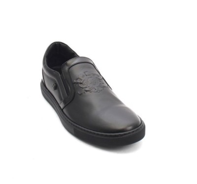 John Richmond 6690 Black Leather Loafers Fashion Sneakers Shoes 44 / US 11