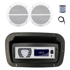 Pyle Marine Receiver,Adapter,Spa Bezel, Antenna,Wire, 2x 6.5" 90W White Speakers