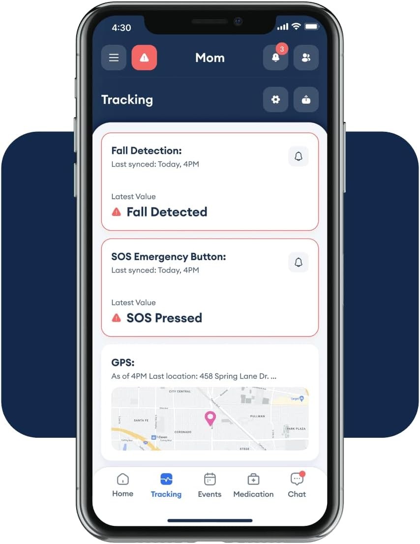 Safety+ 4G Medical Alert System for Seniors: Watch-Style, Fall Detection, 24/7 M
