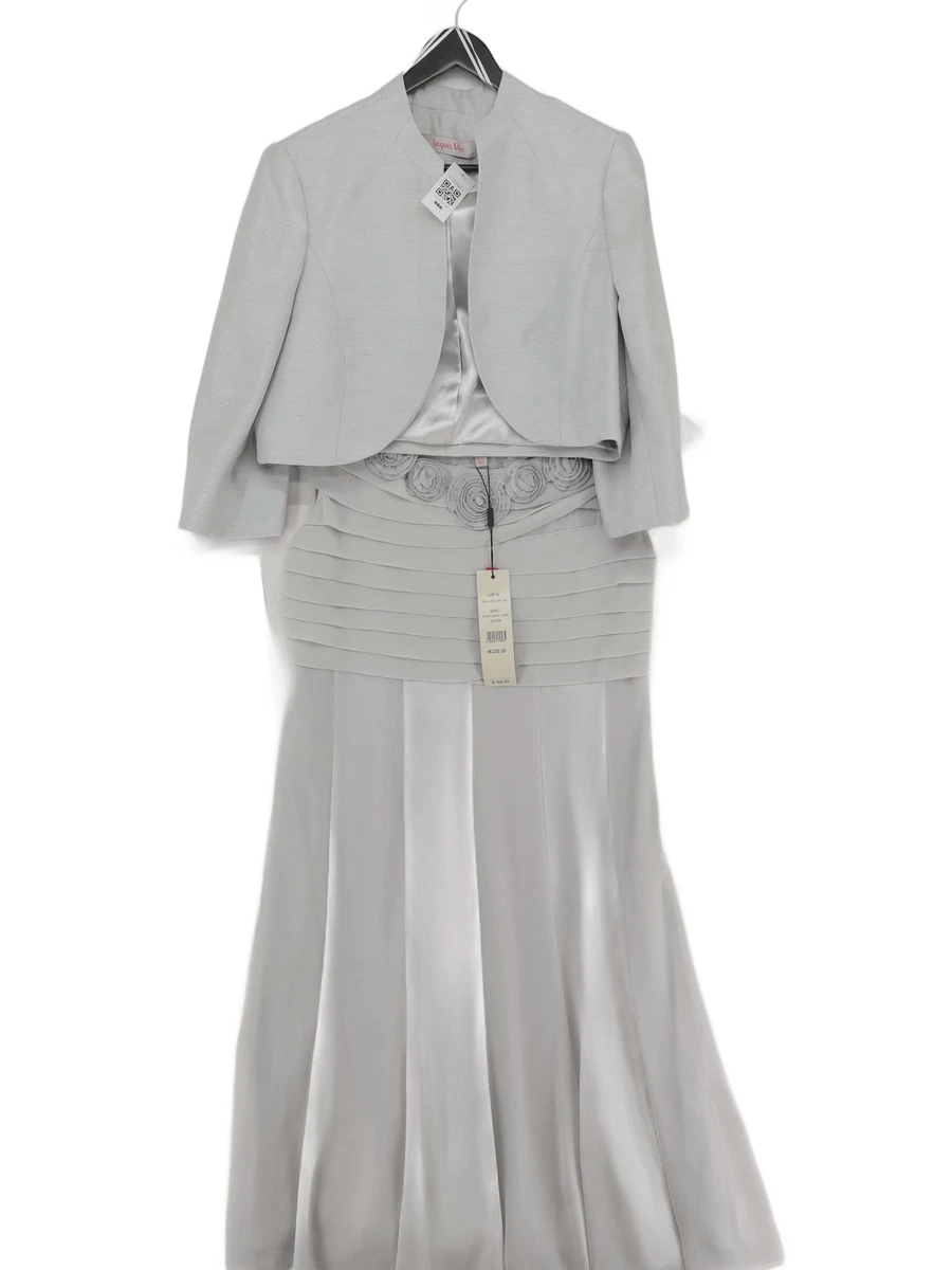 slim fit dress slacks Jacques Vert silver grey occasion dress – The Frockery