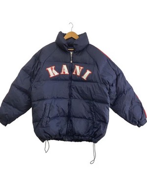 KARL KANI KARL KANI Padded Sleeve Line Down Jacket, Size L, NVY, Drawcord, Ename