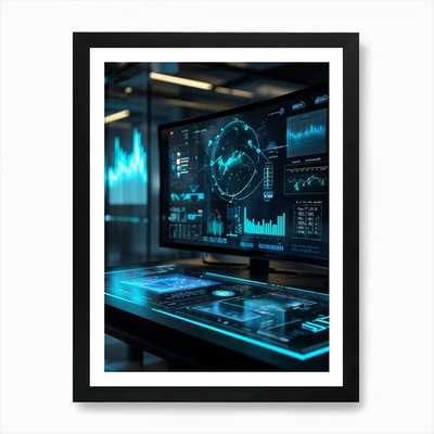 Erweiterte digitale Schnittstelle Showcasi gerahmtes Wandbild Poster Leinwanddruck Bild