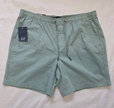NWT GAP MEN'S PULL ON DRAWSTRING TWILL SHORTS SIZE XL EXTRA LARGE GRANITE GREEN