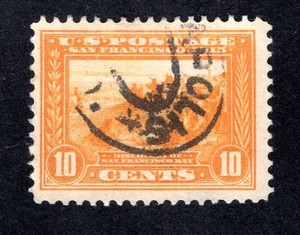 US 1913 10c orange yellow Panama-Pacific Issue, Scott 400 used, value = $20.00