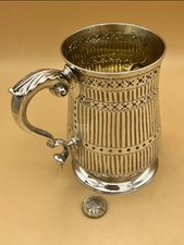 EXCELLENT ANTIQUE SOLID SILVER GEORGE III PINT MUG, 1767 LONDON BY C*B, 364.7g