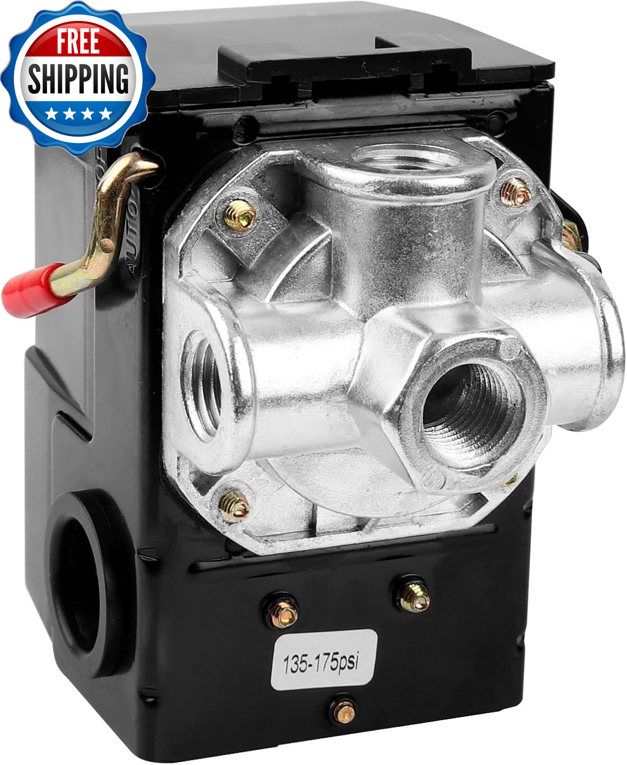 Air-Compressor Pressure Switch 135-175 Psi 4 Port 26 Amp 220V, with Adjustable U