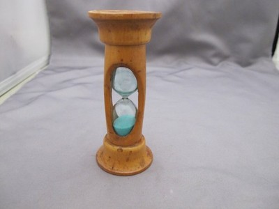 Nice ANTIQUE Wood Body EGG TIMER-Blue Sand