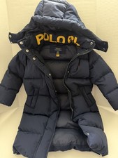 flaws Polo Ralph Lauren Puffer Jacket Kids Size 4T Navy Blue Down Filled Hood