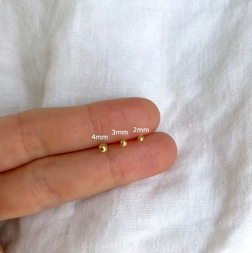 Boucles d'oreilles boules dos vissé plat, tailles 2 mm-6 mm, options argent et or - Photo 6/12