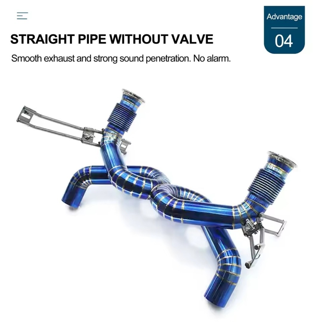Valved Titanium Exhaust System X Pipe for 2019+ Lamborghini Huracan EVO 5.2L V10
