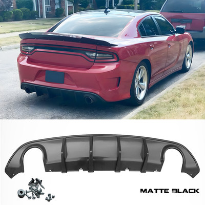 For 15-23 Dodge Charger SRT Rear Diffuser Bumper Lower Valance Lip Unpainted Blk