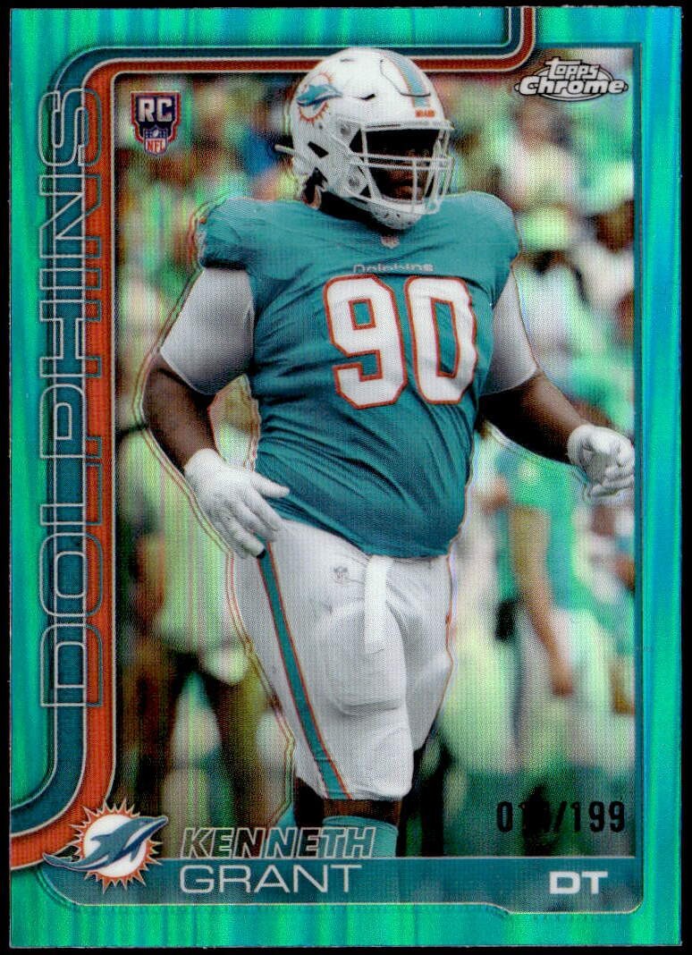 2025 Topps Chrome #362 Kenneth Grant Aqua Refractor #/199 Rookie