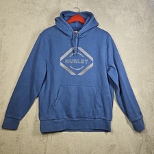 Hurley Y2K Blue Hoodie Sweatshirt Chest Logo Kangaroo Pocket Heavyweight Sz M