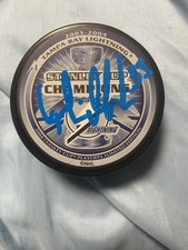 Fredrik Modin Autographed signed 2004 stanley cup championship puck 