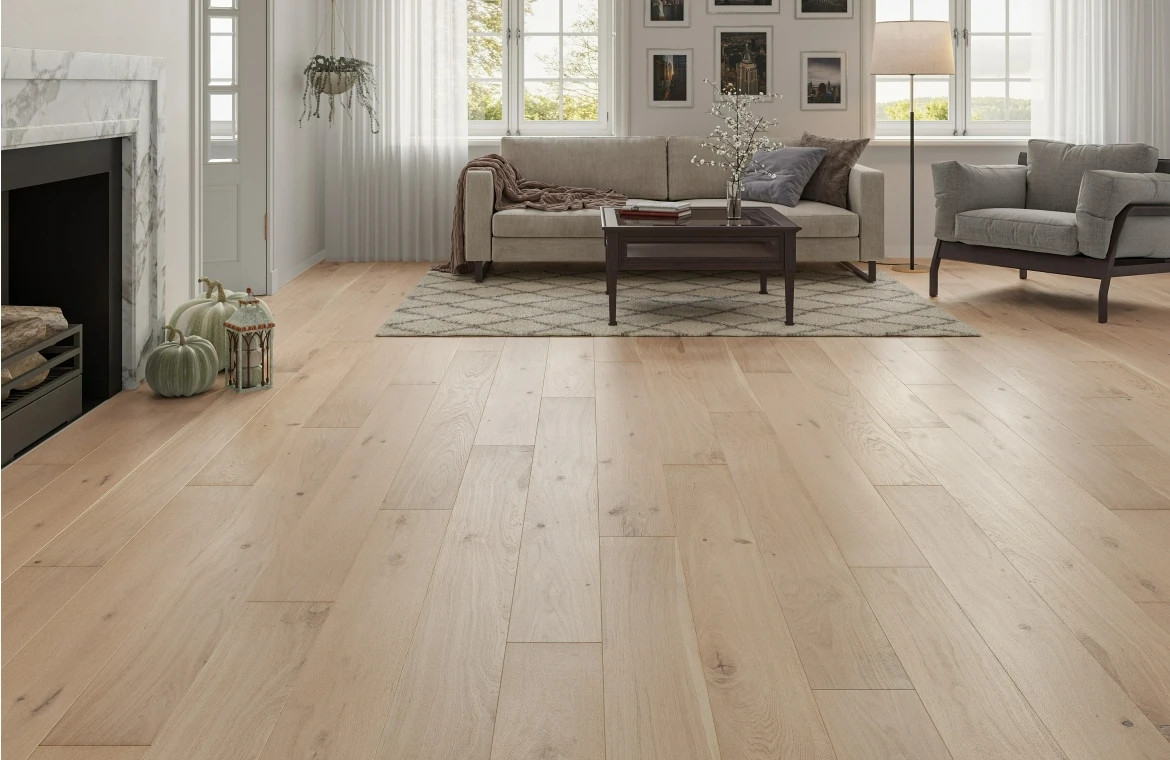 Luxury Flooring Malham Fluffy engineered oak floorboards and underlay