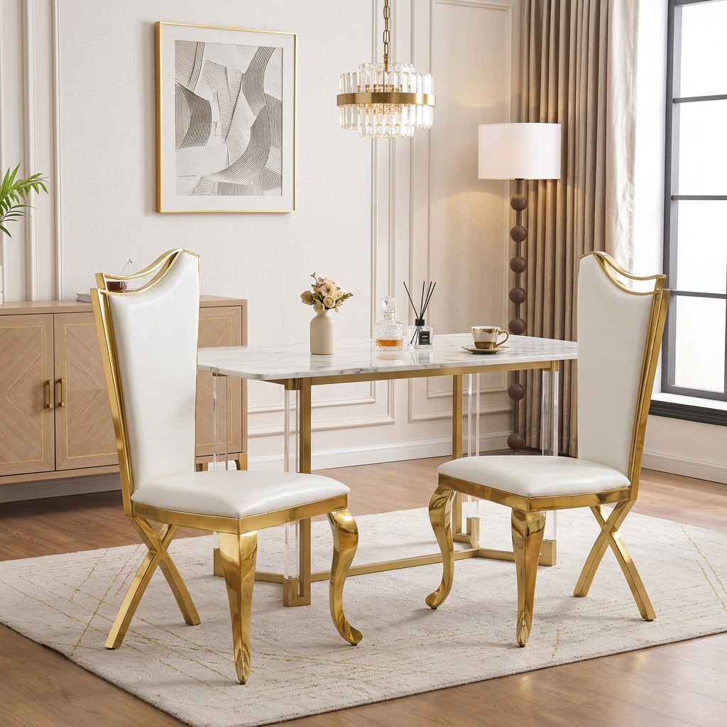 S Set Of 2 Modern White Pu Dining Room Side Chairs For Kitch