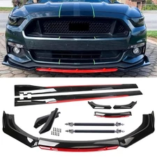 Gloss Black R Front Bumper Lip Spoiler Splitter For Ford Mustang GT Shelby GT500
