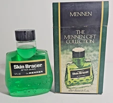 Vintage Mennen 6 oz Glass Bottle of Original Skin Bracer After Shave in Box NOS