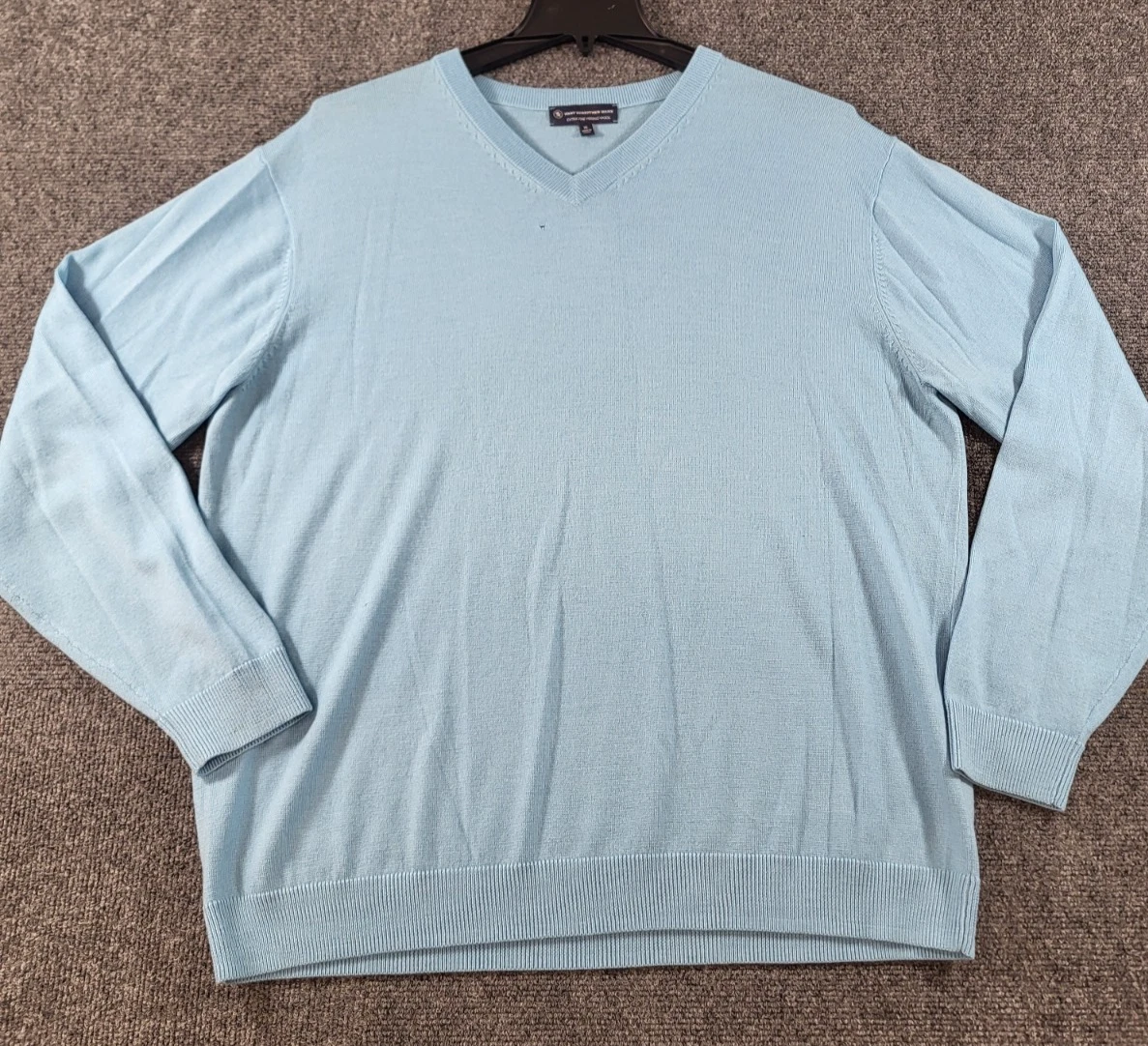 Hart Schaffner Marx Extra Fine Merino Wool Sweater Mens XL Light Blue V Neck