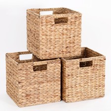 11x11x11in Water Hyacinth Storage Baskets, Woven Baskets for Storage, Wicker ...