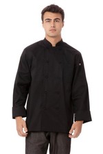 Chef Works Men's Calgary Cool Vent Basic Chef Coat Large Black
