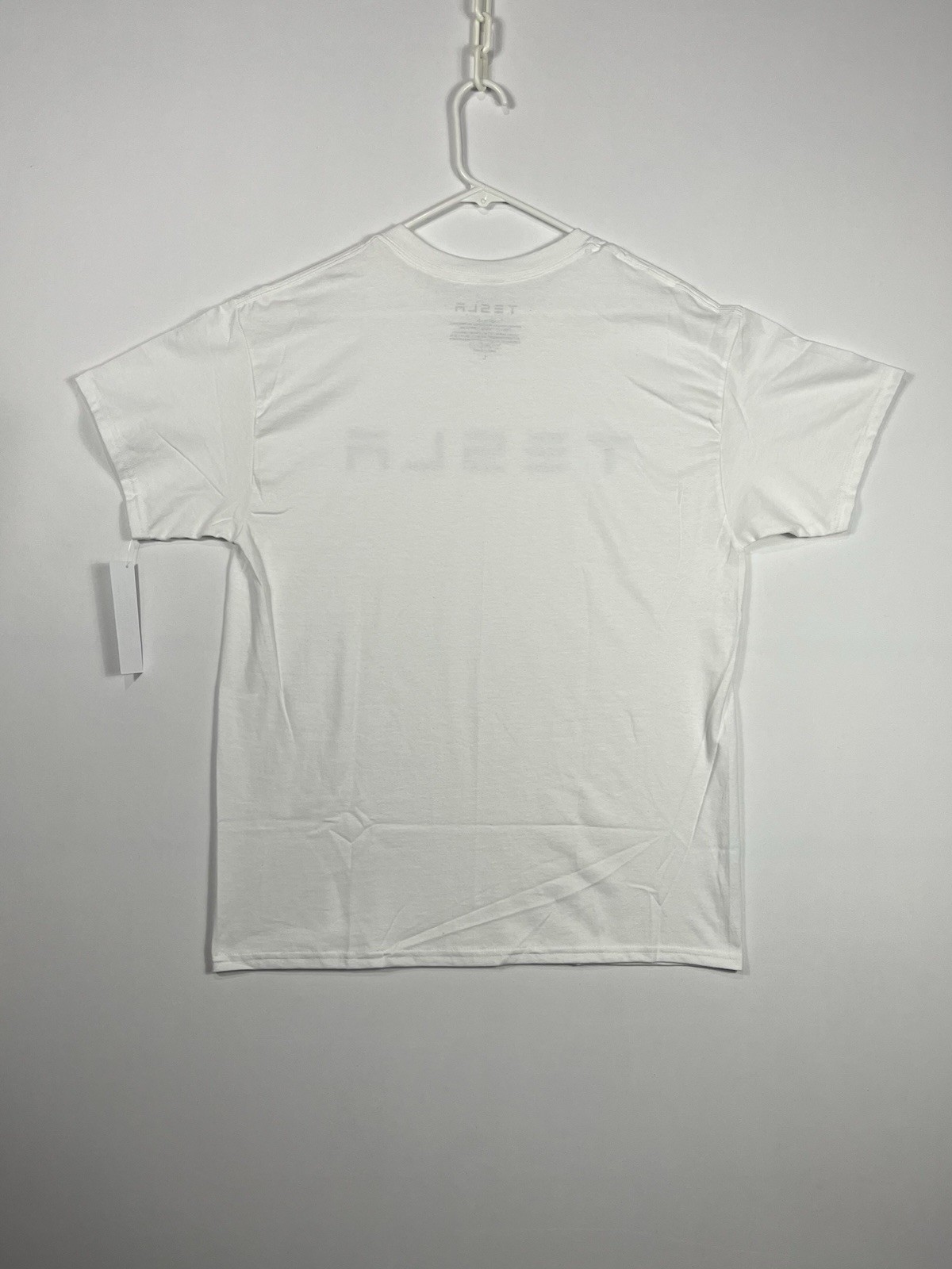 Tesla Logo White Tee (Adult Size Large) CyberTruck T-Shirt, BRAND NEW CONDITION