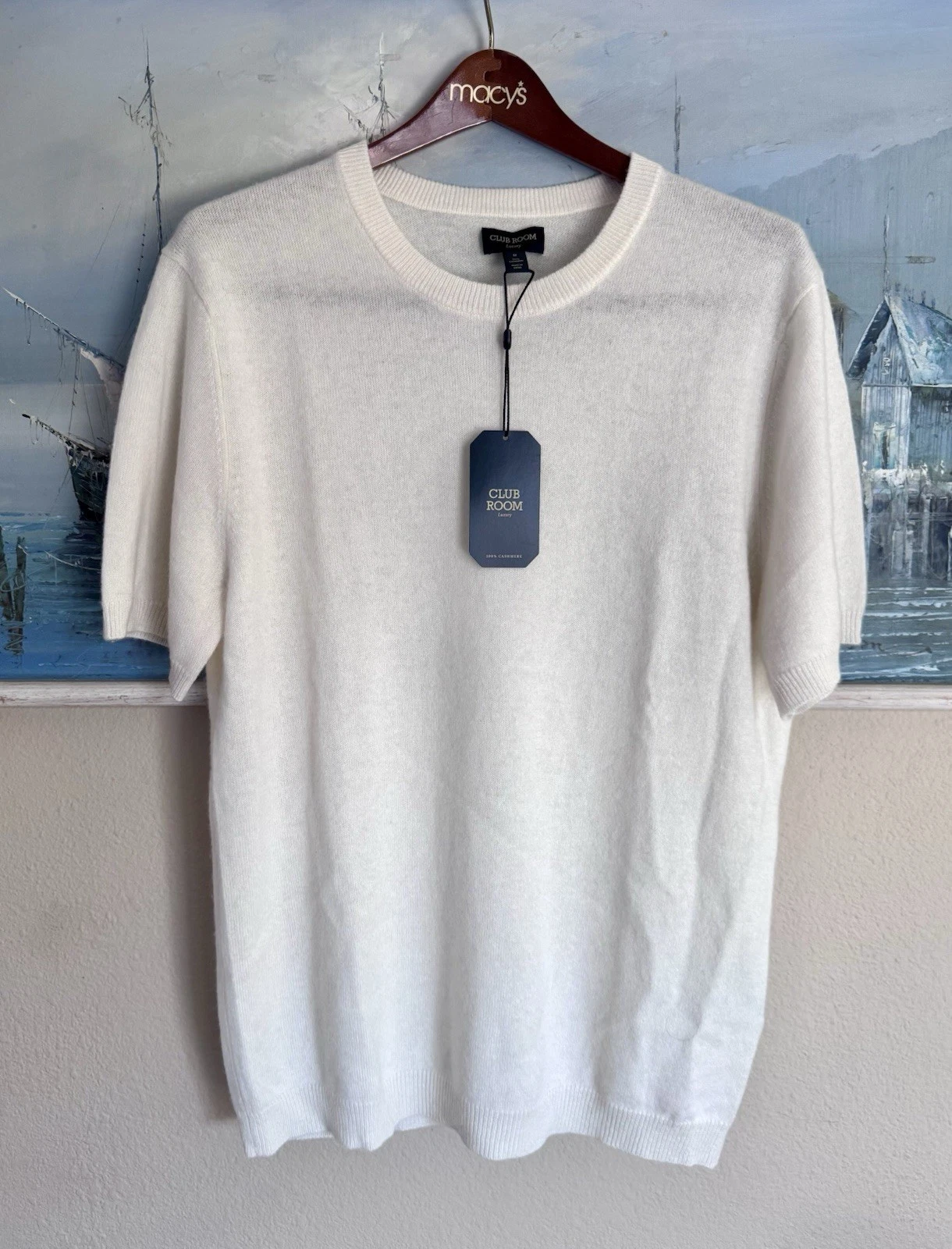CLUB ROOM XXL CASHMERE LUXE T SHIRT CREW WINTER WHITE $179 LORO PIANA KITON STYL