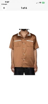 EPTM Men s Villa Shirt Rick Ross Collab Embroidered Size XXL 2XL Brown Satin