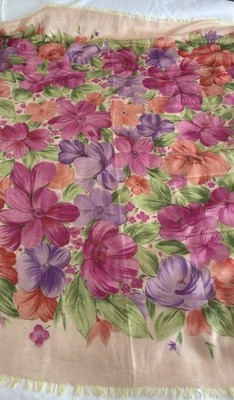 Loro Piana☆CASHMERE SILK☆売り切りSale！ Loro Piana Square Scarf White Brown Lilac - Cashmere Silk SALE