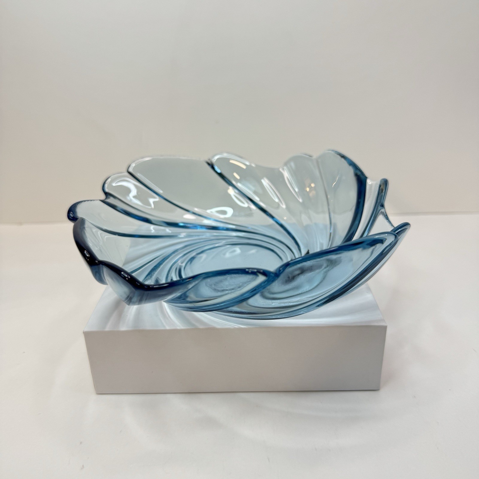 Luminarc Light Blue Swirl Glass Candy Dish or Trinket Tray
