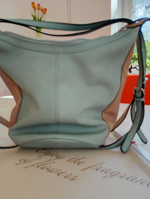 TOM TAILOR Damen Umhängetasche Kunstleder mint/beige rechteckig Schnalle