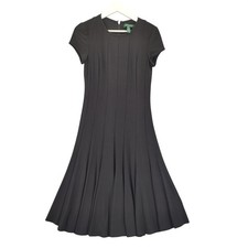 Ralph Lauren LRL Womens Classic Fit & Flare Dress SZ 6 Black Short Sleeve LBD
