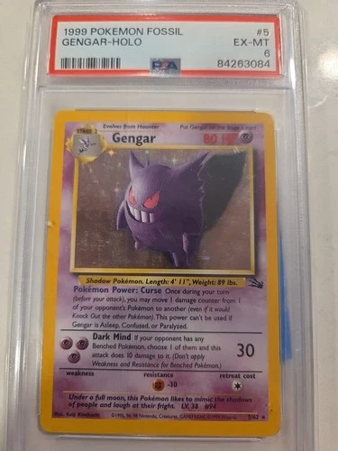 1999 Pokemon Fossil #5 Gengar  Holo  #5/62 PSA 6 EX- MT!