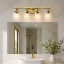 24" Gold Vanity Light 4 Lights Bathroom Mirror Wall Lamp Glass Sconce Fixture UL