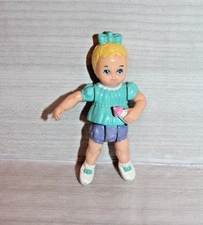 Playskool Dollhouse Blonde Baby Doll Figure with Bottle in Aqua & Purple Outfit