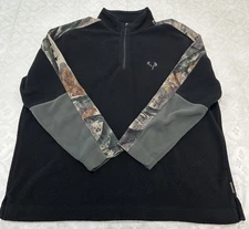 Legendary Pullover Mens XL Camo Black Original Deer Gear 1/4 Zip Fleece