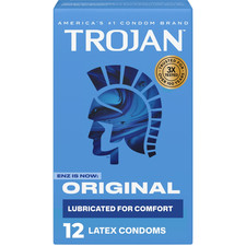 Trojan Original Lubricated Latex Condoms 12 Count Classic Straight Shape