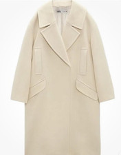 Zara Women s Beige Long Oversized Coat M